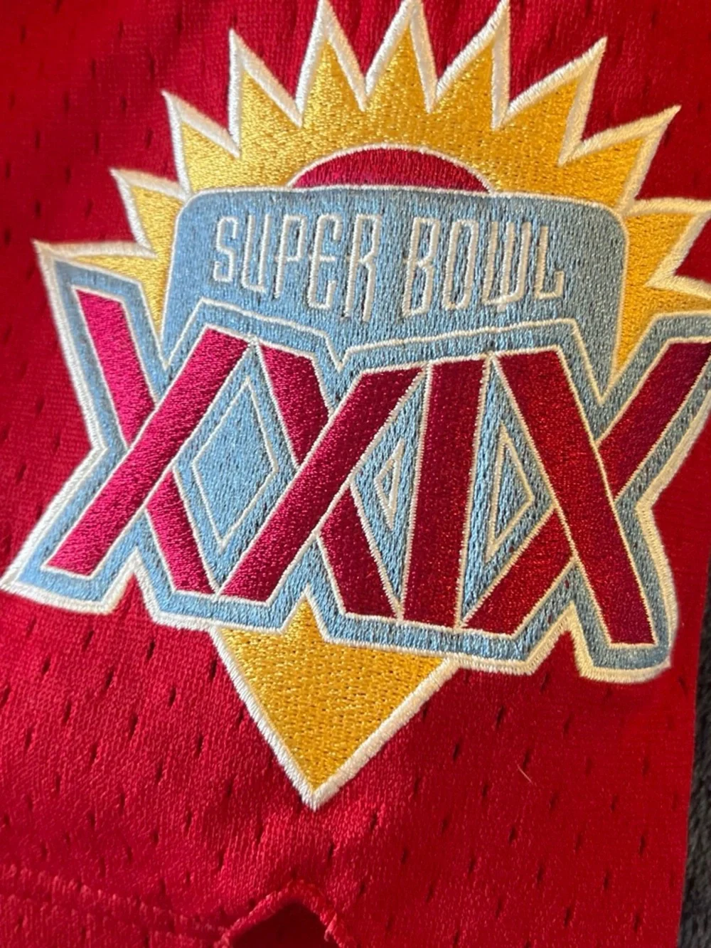 Just Don Red Athletic Shorts with Gold '49ERS' Applique Vintage